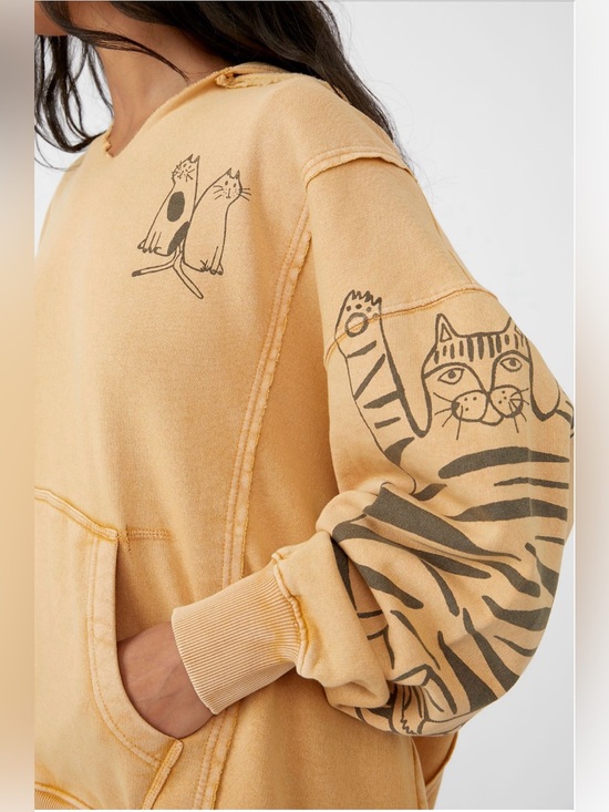We The Free Tops - RARE & HTF We The Free by Free People Sha La La Hoodie with Cat Graphics Sz XS